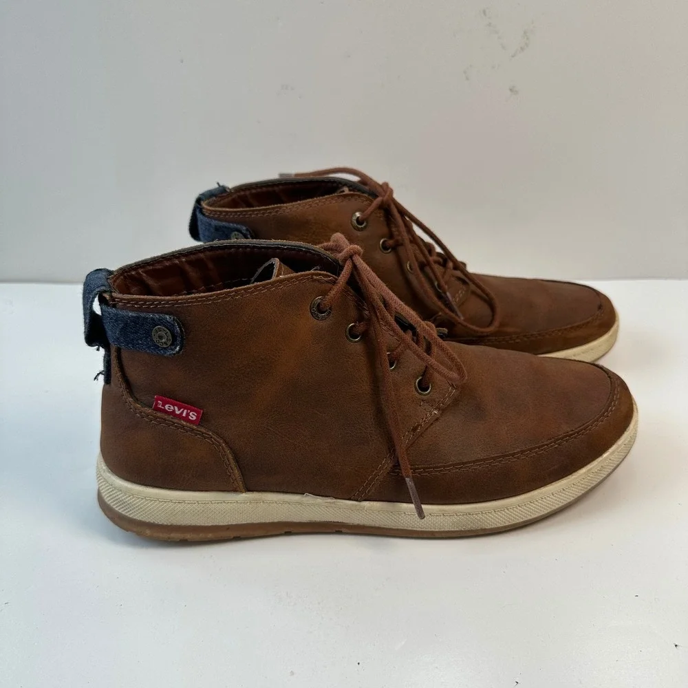 Levi's Casual Chukka Boots Shoes‎ Brown Lace Up Denim Accent Mens Size 9